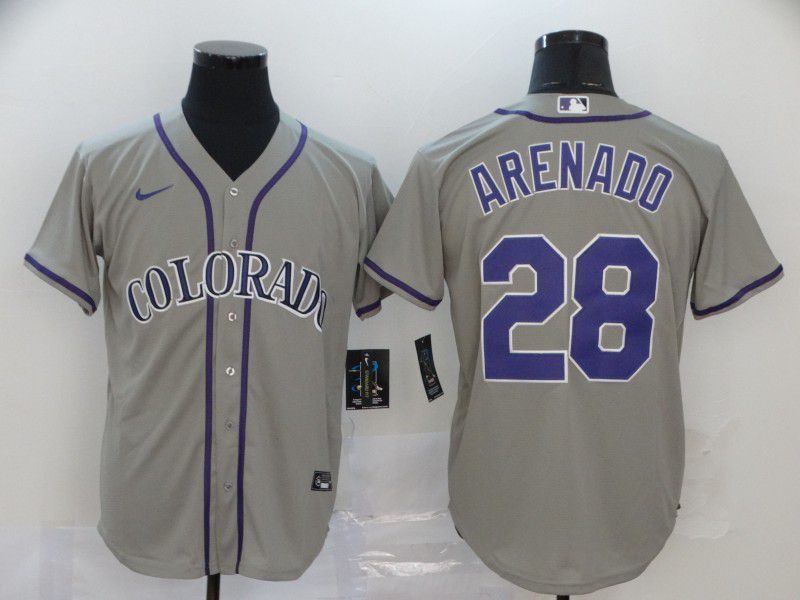 Men Colorado Rockies 28 Arenado Grey Nike Game MLB Jerseys